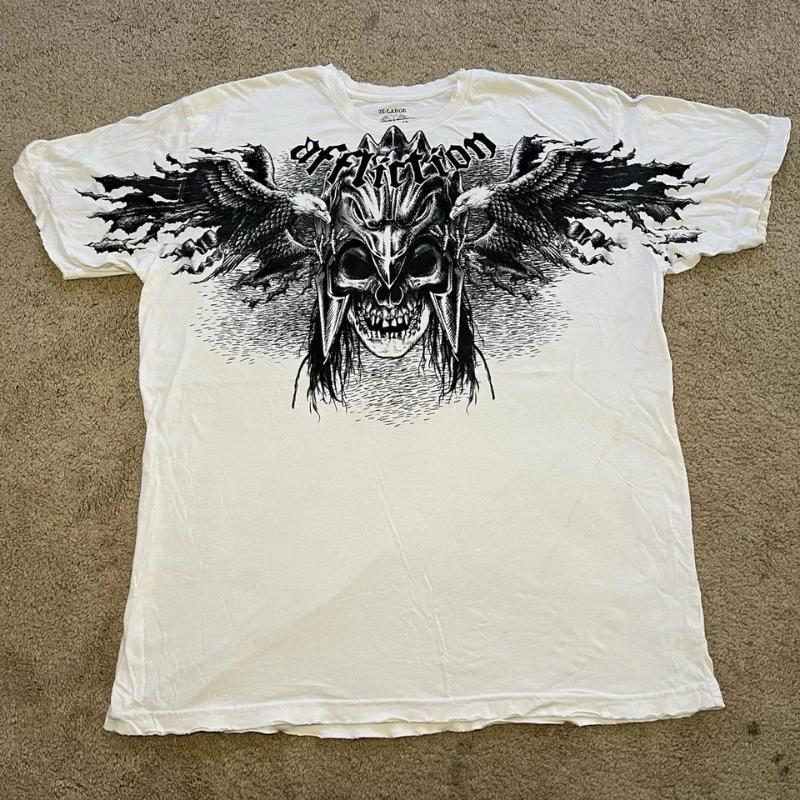 2025 New Affliction Red Shirt Harajuku Hip Hop Round Neck Oversized T Shirt Casual Tops Men Women Short Sleeved Gothic Clothing