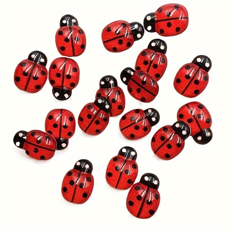 Vibrant Assorted Colors 50pcs Resin Ladybug Decorations , for DIY Crafts, Wedding & Party Embellishments, Ladybug Outdoor Decor