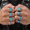 Stylish Natural Stone Turquoise Ring for Men,Waterproof Stainless Steel Signet Ring,Vintage Birthday Jewelry Gift for Him Dad