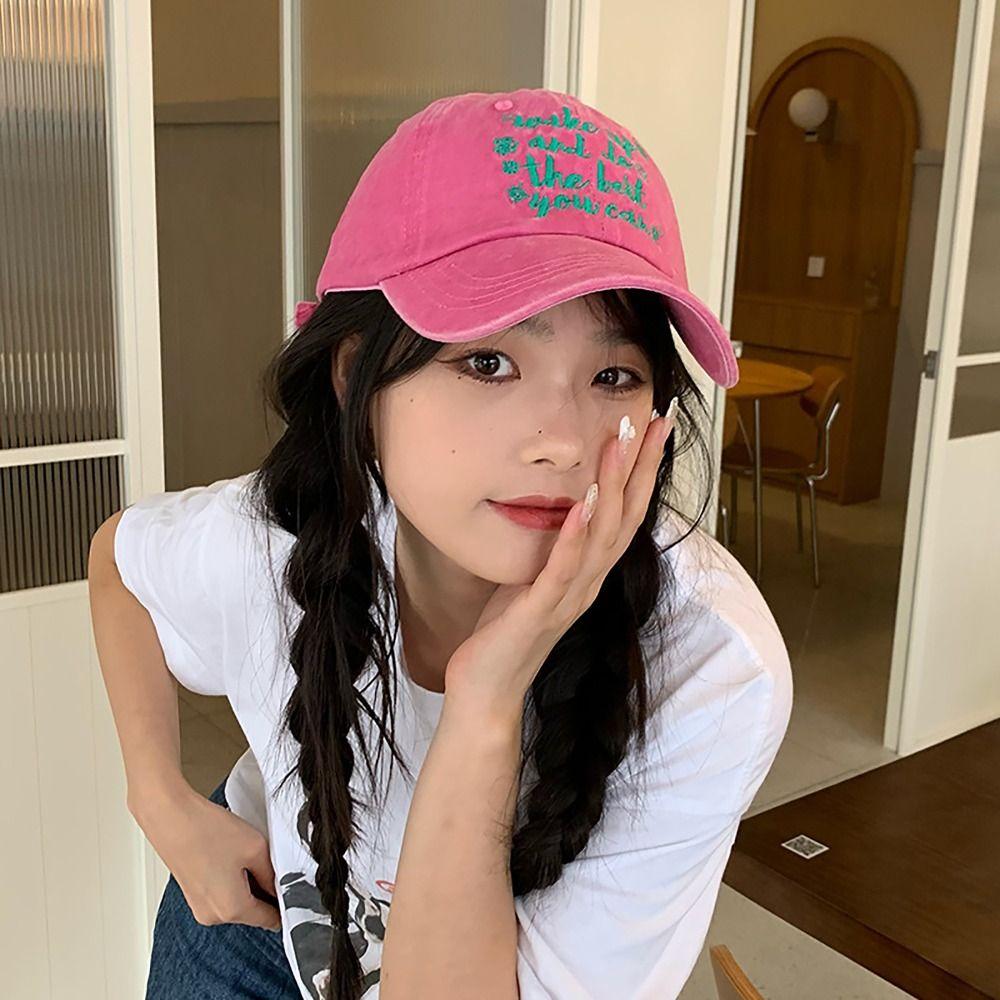 Letter Embroidered Baseball Cap Sun Protection Peaked Hat Vintage Sun Hat  Sports Outdoor