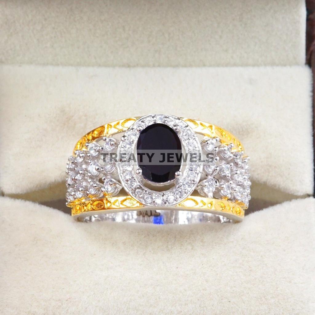 Black Onyx Oval Cut Gemstone With 925 Sterling Silver Ring For Men's #A830 JL375666932264