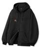 Trillion Leather Patch Suede Work Zip-Up Hoodie_Black