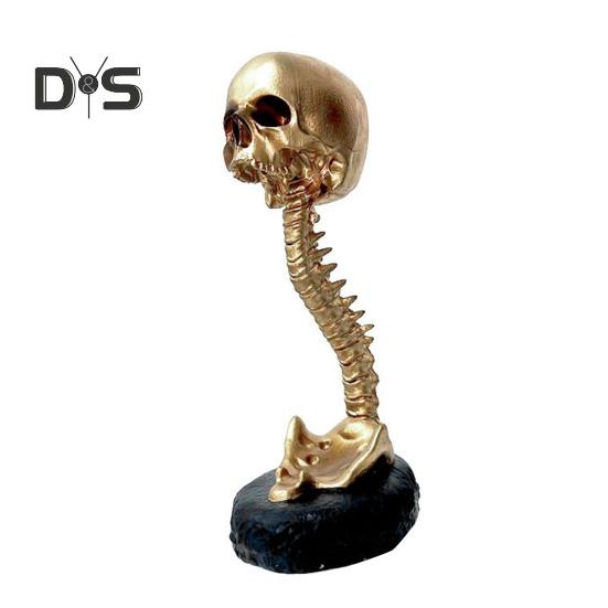 

Горшок для цветов в виде черепа с подставкой для позвоночника, реалистичный цветочный горшок из смолы в виде черепа, готическое украшение для дома, конфетница на Хэллоуин для домашнего офиса золотистый