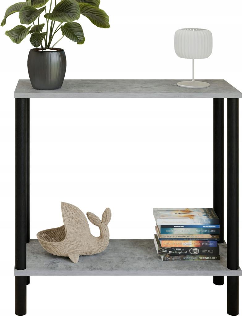 Loft Console Table with Shelf 80x30x80 Cm Metal Black for Hallway