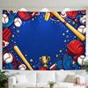 2D Flat, 1 Large/Small Suitable for Baseball-Themed Tapestry Wall Hanging - Horizontal Printed Decor with Bats, Gloves, Balls & Trophies, Fabric for R