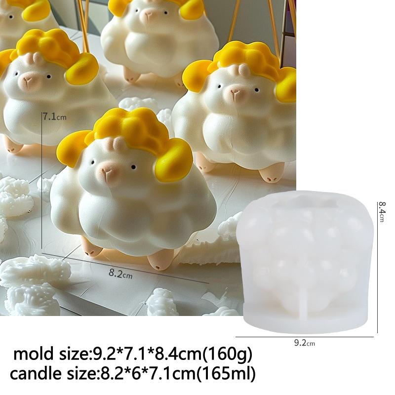 DIY Sheep Candle Silicone Mold 3D Cute Animal Goat Aromatherapy Clay Gypsum Resin Mold Cake Decoration Tool