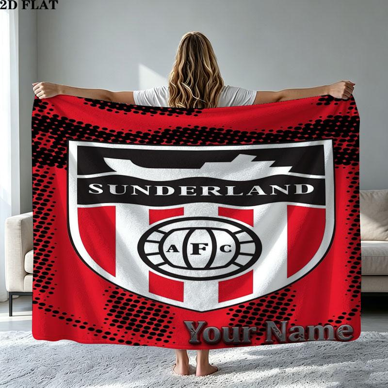 1PC Sunderland A.F Custom Name Patterned Flannel Blanket Suitable For All Seasons for Home Decor Warmth and Comfort Gifts Holiday Present