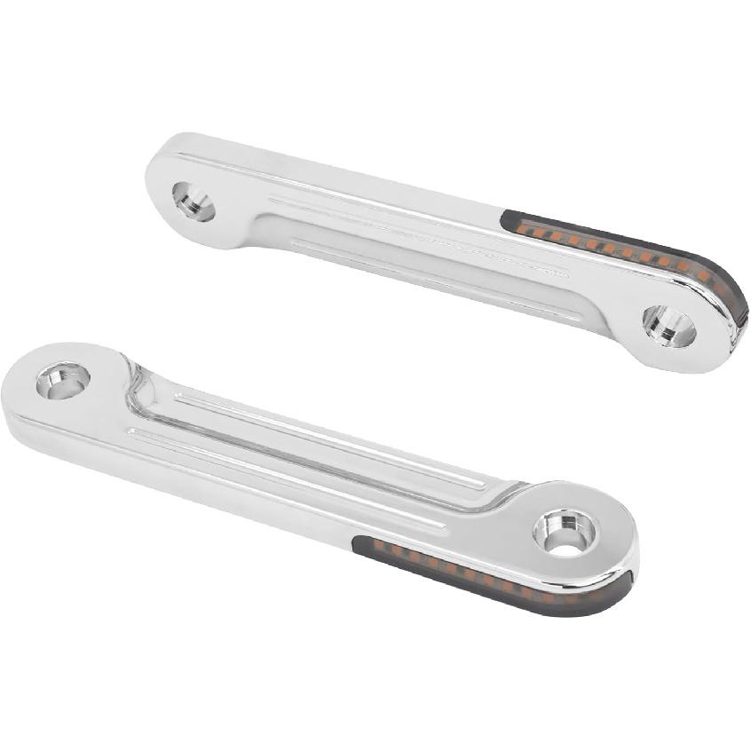 HDBUBALUS Motorcycle Flush Fork Turn Signals Brackets Shock absorber LED Running Side Lamp For Harley Touring Street Glide Road King 1998-2025