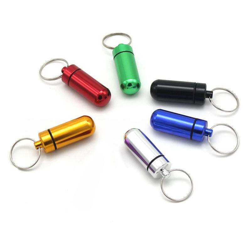 3-6PCS/Pack Waterproof Aluminum Alloy Medicine Box Tablet Container Bottle Keychain 6 Color Available Portable Carrying Tool ZYF