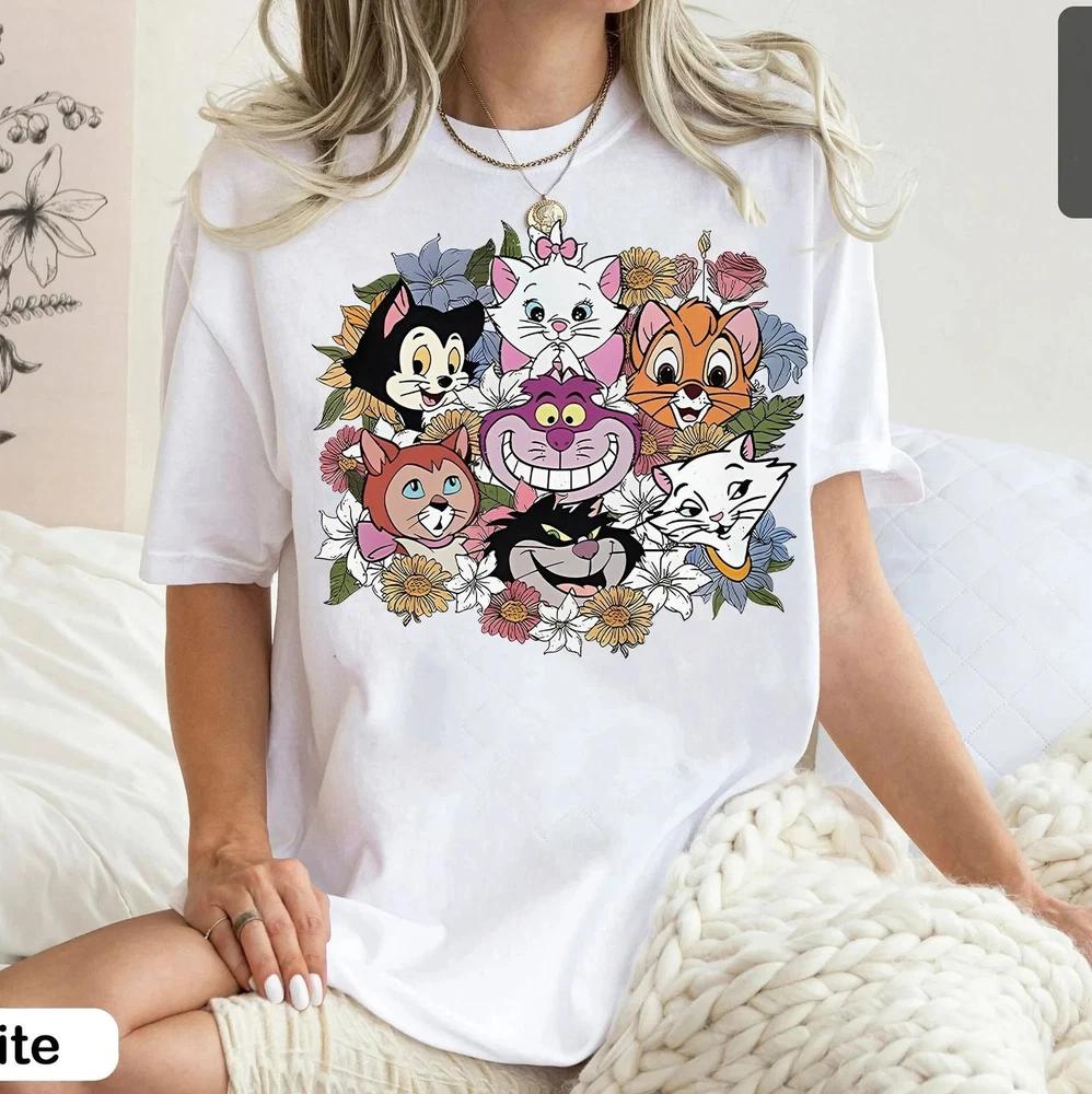 Cats Floral Shirt Cute Cat All Characters TShirt S
