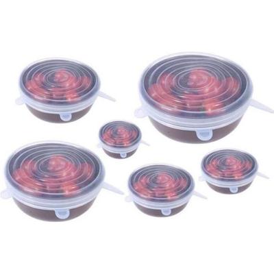Lid,Reusable Universal Stretchable Silicone Lid In Stock 6 Pieces Adjustable Lids, Lid - Type 6Pcs White