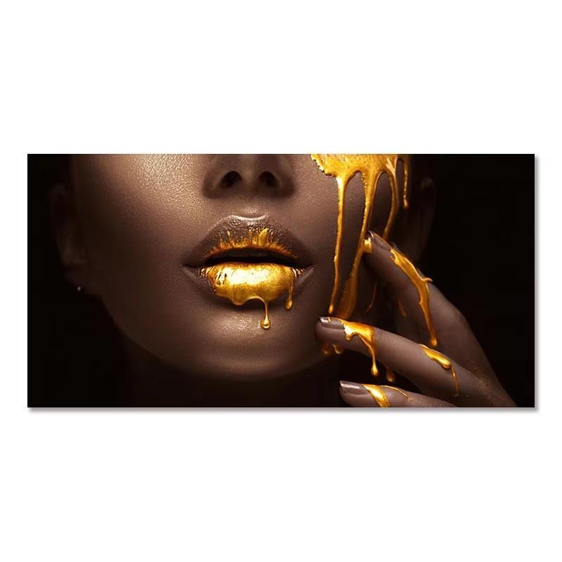 Golden Female Art Canvas Painting Art For Living Room Modern Frameless Canvas Poster for Bedroom and Living Room Decoration