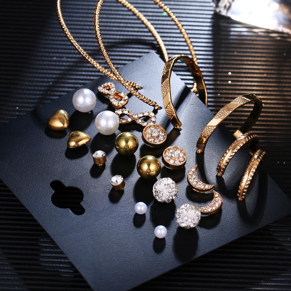 12 Pairs / Set of Bohemian Alloy Heart Moon Earrings Set Women Fashion Jewelry Party Gifts