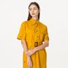 Bunderghost Shirt Collar Short Sleeve String Long Dress Mustard