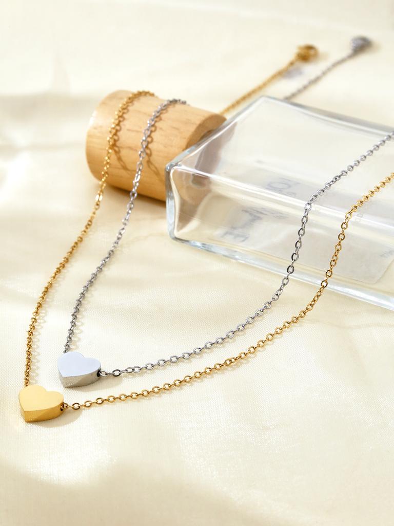 Elegant Charm Personality Simple Versatile Stainless Steel 18K Gold-Plated Valentine'S Day Gift Love Pendant Necklace For Women