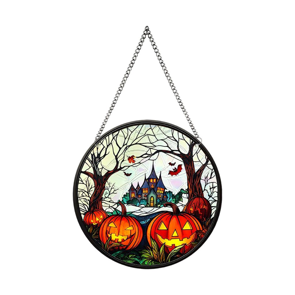 2D Halloween New Cat Witch Window Sunlight Catcher Acrylic Colorful Film Colorful Pendant Wall Decoration