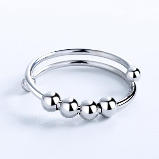 Fashion Ring Lightweight Alloy Geometric Bead Decor Open Ring for Daily Life