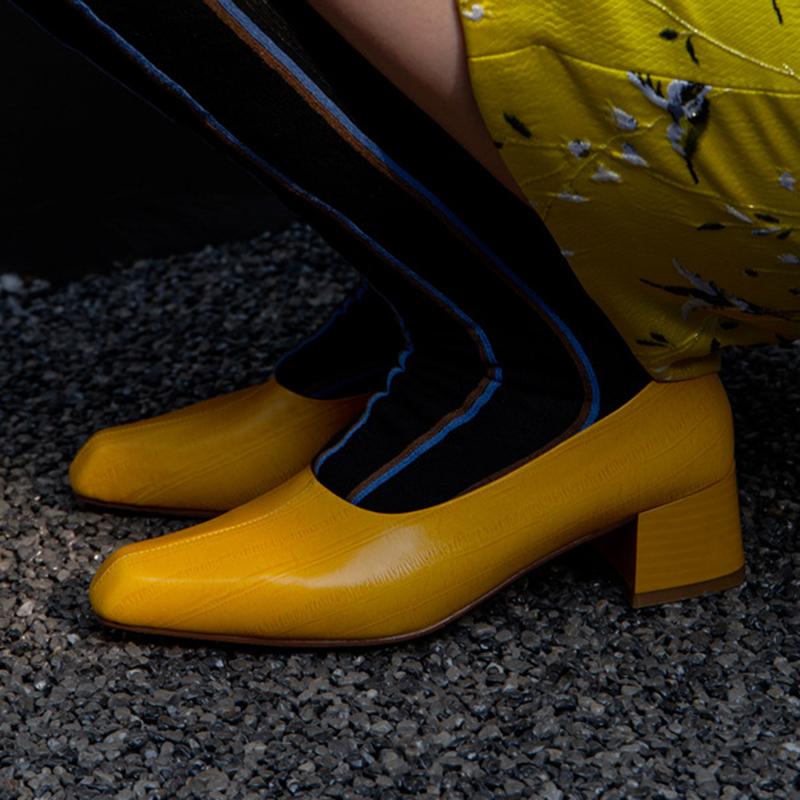 Women's Pumps Shoes Elegant Pointed Toe Mary Jane Shoes Fashion Elegant Spring Genuine Leather Cowhide Slip On Low Heels Ladies