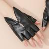 PU Leather Women Leather Gloves Button Hole Leather Gloves Half Finger Gloves  Mitten Accessories