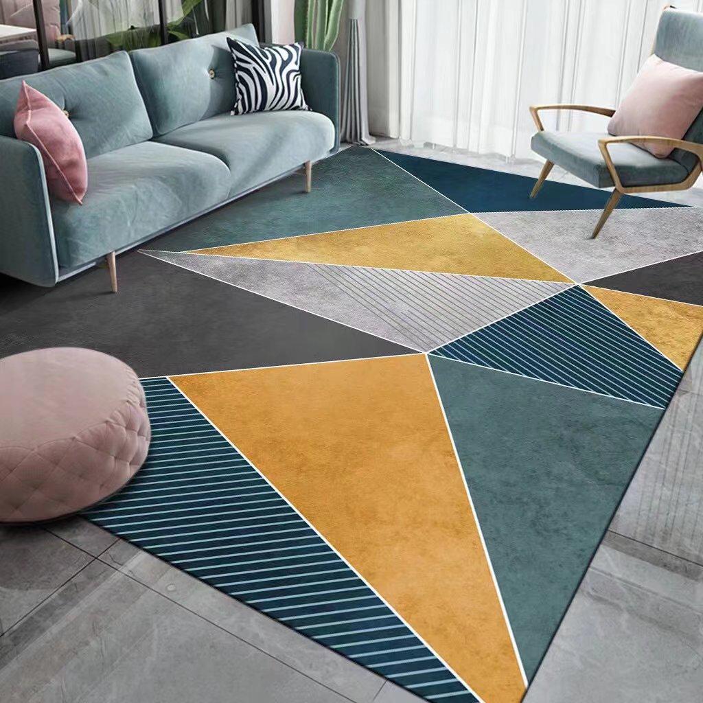 Nordischer Geometrischer Minimalistischer Leichter Luxusteppich: Schlafzimmer, Erkerfenster, Nachttisch, Couchtisch, Sofa, Fleckenabweisend