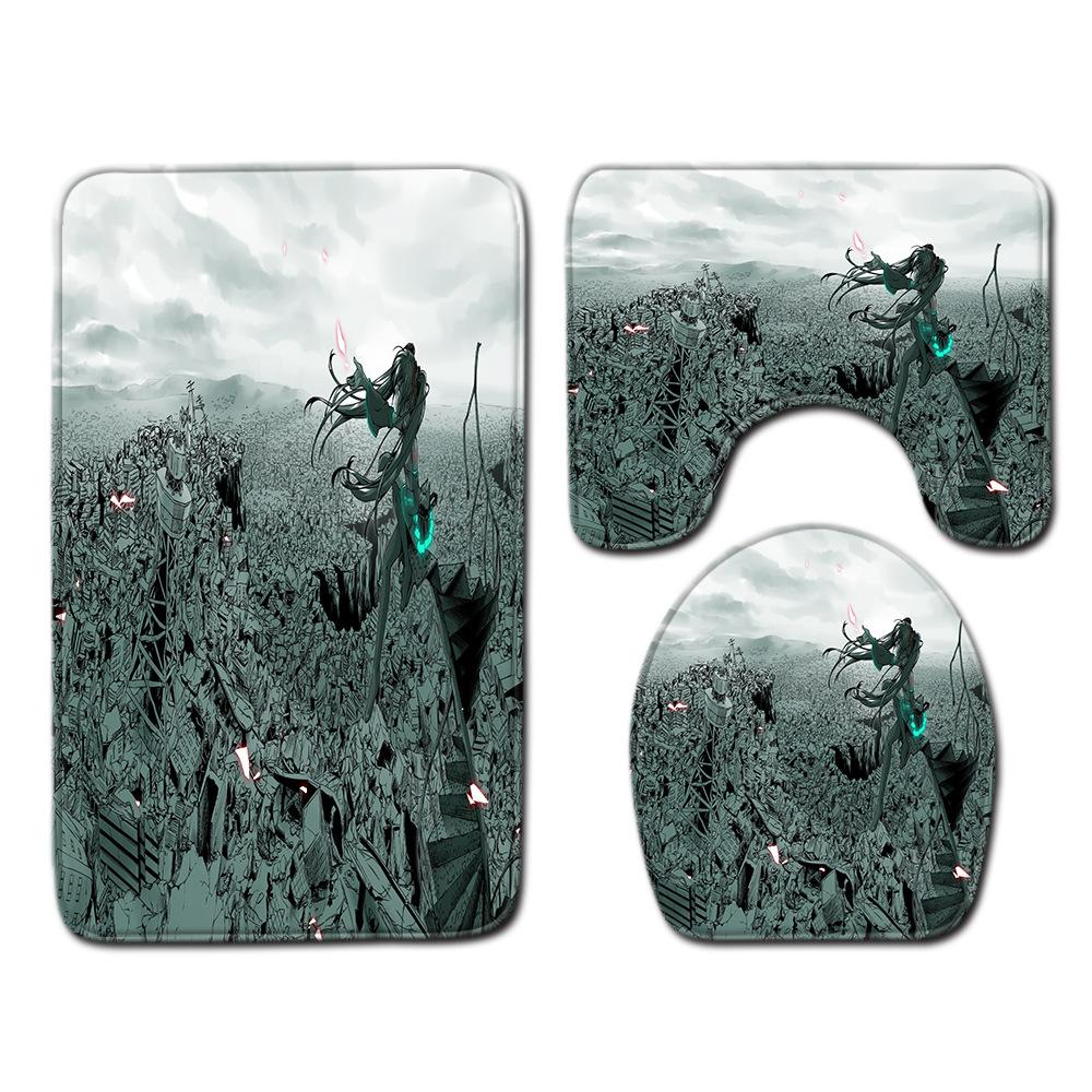 Animation Bathroom Floor Mat Three-Piece Bathroom Carpet Toilet Mat Set Door Mat Bathroom Non-Slip Mat