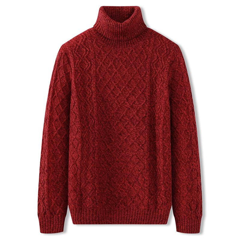 Men's Autumn/Winter 2025 Casual Warm High Collar Chunky Knit Sweater Plus Size Loose Knitwear