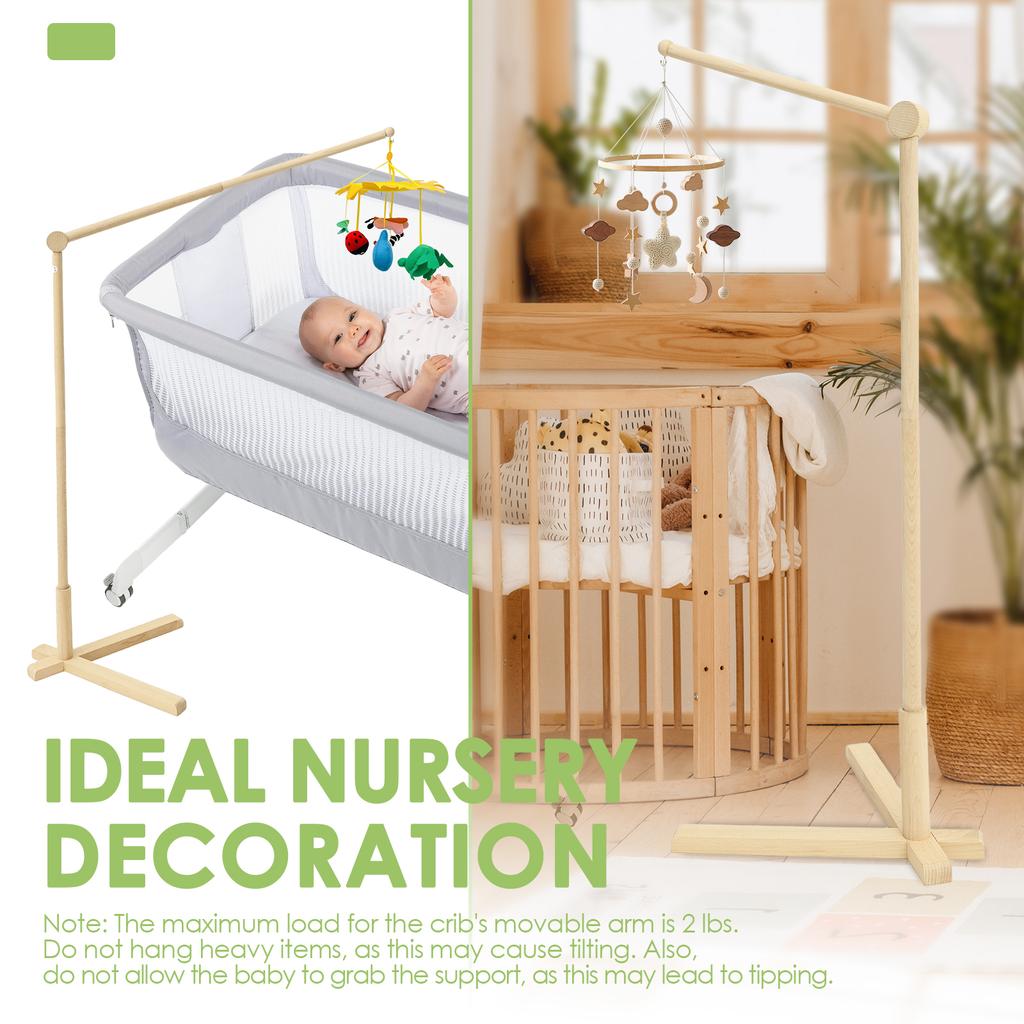 1 Pc Wooden Floor Standing Crib Mobile Arm 153.5 Cm Crib Mobile Bed Bell Wooden Bracket for Hanging Bed Bell and Baby Bed Toys
