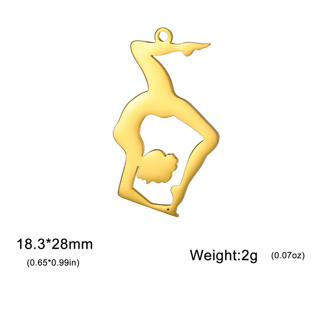 Teamer 5pcs/lot DIY Gymnast Sporter Charms Stainless Steel Gymnastics Dancer for Necklcae Bracelets Keychain Jewelry Making Gift