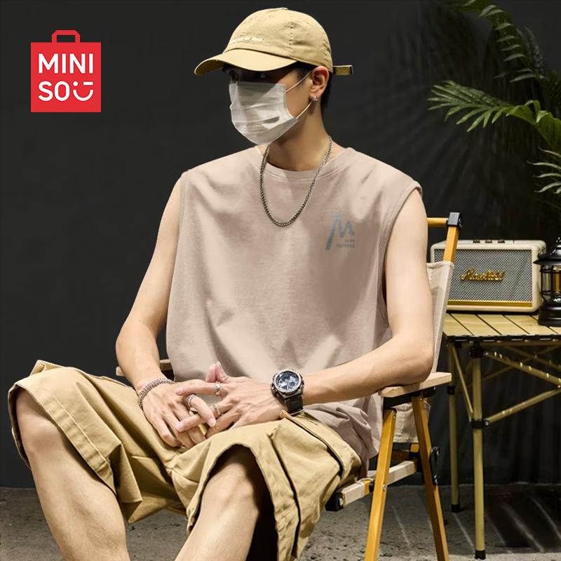 MINISO Men s American Retro Sleeveless T-Shirt XL