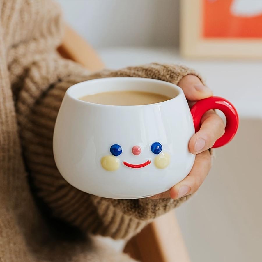 Ceramic Coffee Mug with Chubby Face Design, Microwave Safe,Machine Washable, Novelty Round Cup for Office, Afternoon Tea, Breakfast, Milk