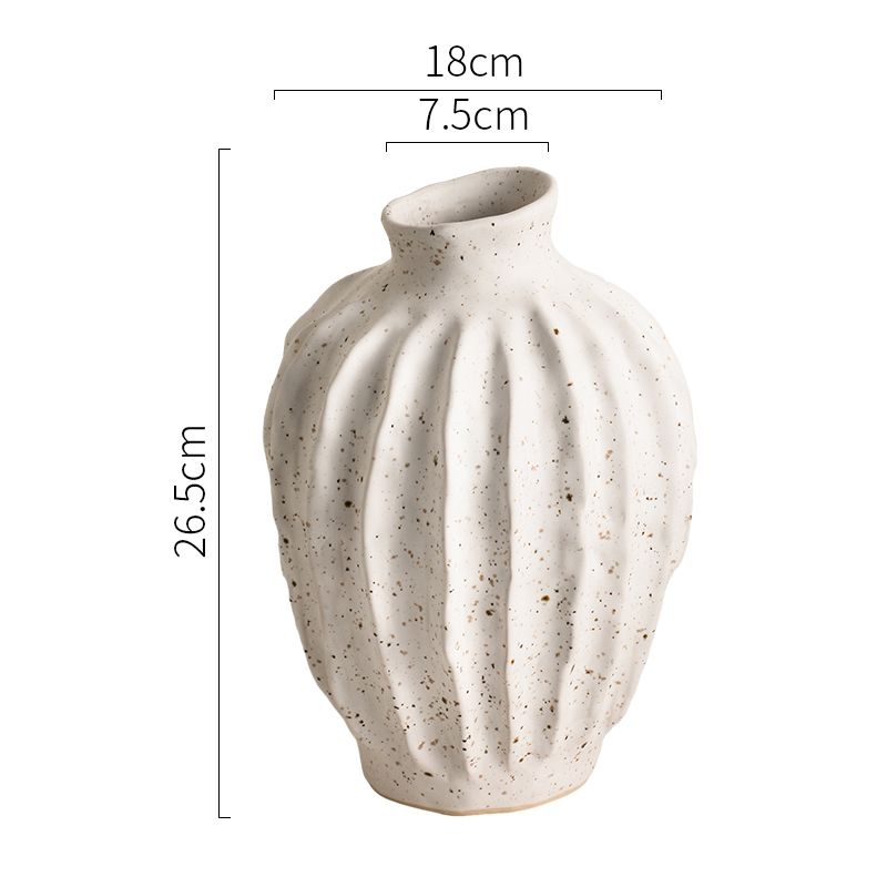 Zen Retro Handmade Rough Pottery Matte White Ceramic Vase Ornaments Home Study Accessories Tea Room Homestay Decoration Crafts