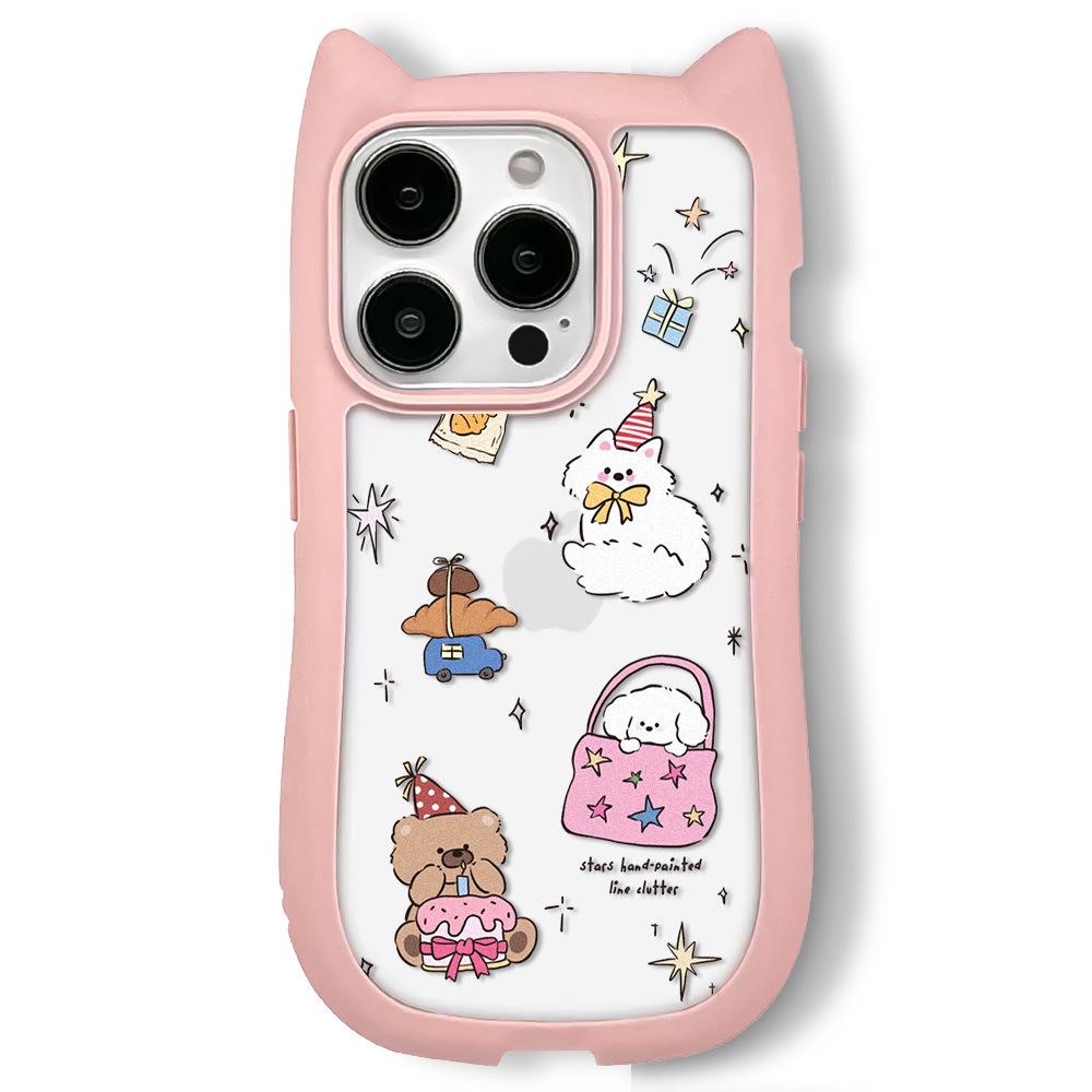 Защитный чехол Zhitai Apple iPhone: Дизайн «кошачьи уши» для 12/13/14 PRO и 15 PROMAX.
