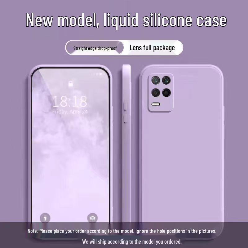 Realme Q3 Phone Case - Solid Color Rubik's Cube Liquid, Full Coverage, Drop Protection, Straight Edge Soft Case, New Model