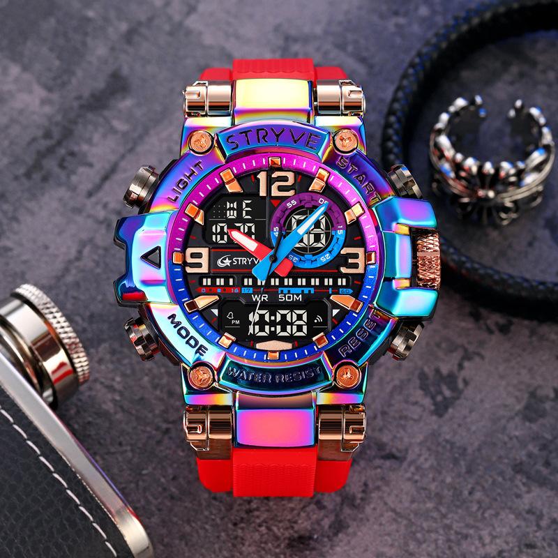 UTHAI CQ254 Fashion Sports Electronics Watch Colorful Night Light Man Watch Waterproof Multi Functional Clock Watches for Man