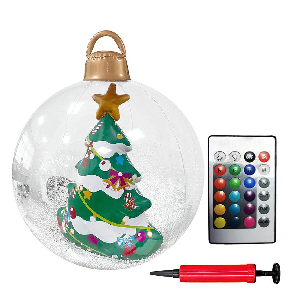 60cm PVC Inflatable Christmas Balls with LED Light Remote Large Balls Xmas Tree Decorations Giant Inflatable Christmas Balls