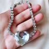 Shine Big Heart Crystal Choker Necklaces for Women Geometric Rhinestones Necklaces Statement Zircon Party Gifts