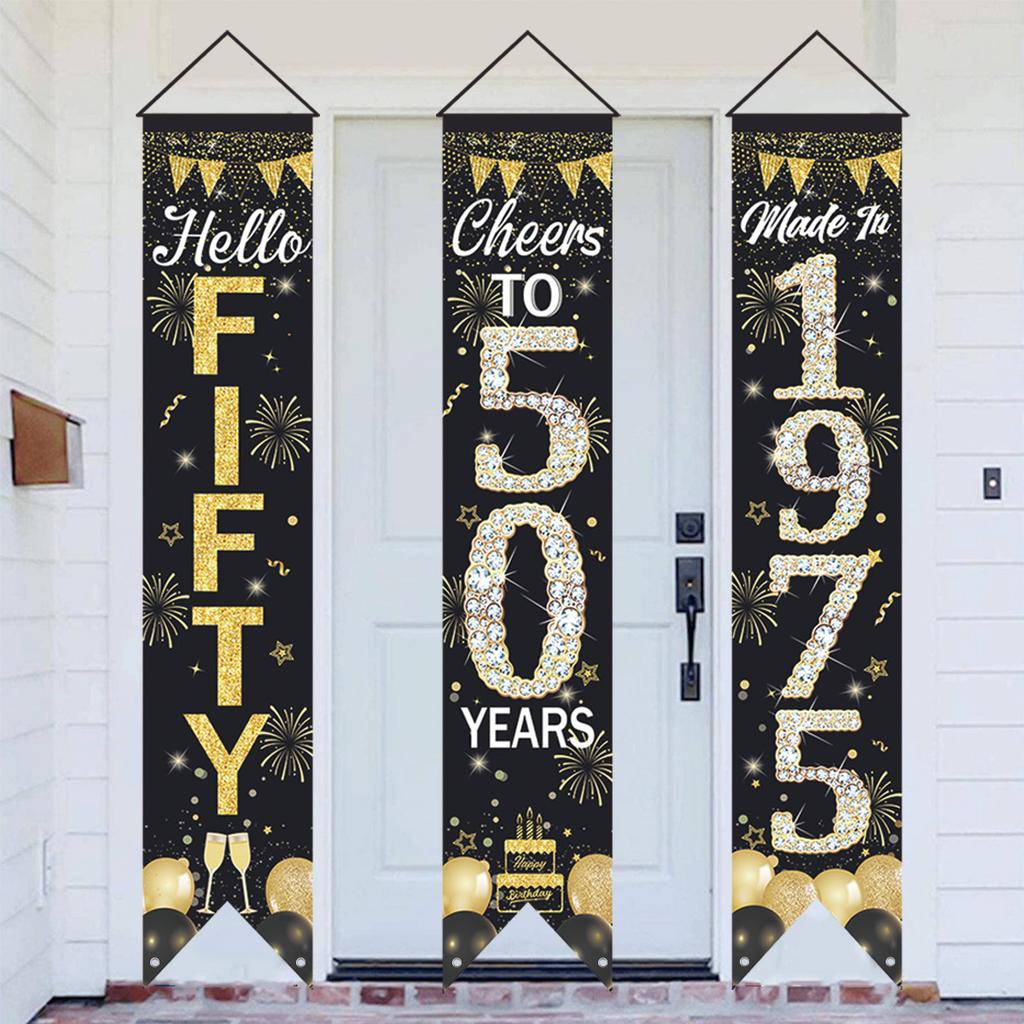 50 Year 1975 Happy Birthday Door Banner 50th Birthday Hanging Banner Birthday Party Decor Adults Women Party Supplies Favors