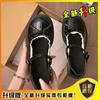 French bow lace thick heel Mary Jane shoes women's 2025 autumn new versatile light mouth British style small leather shoes