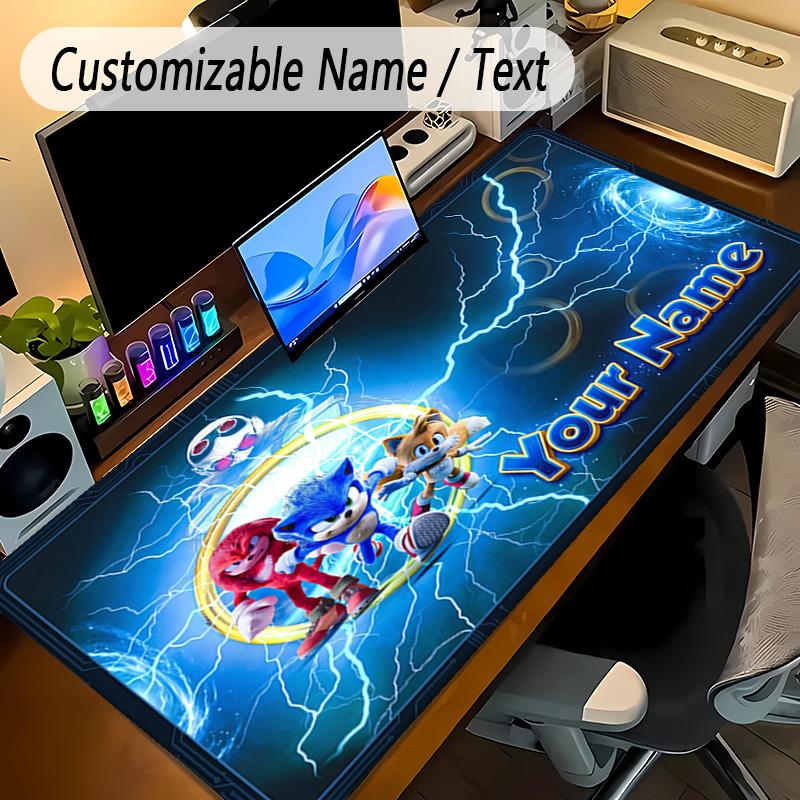 Large Mouse PadSonic Custom Name Text Personalized Desk Mat Non Slip Gaming Pad