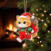 Cat Shaped Decorations Christmas Pendant with Hanging Rope, 2D Flat Acrylic Ornament for Xmas Tree Lover Gifts Decoration, Cute Holiday Decor,