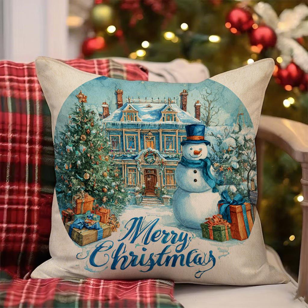 Santa And Snowman Pillowcase Designsuitable For Sofa Car Bedroom Decorative Cushion Cover Pillow Cover
