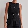 Sleeveless Denim Two-Piece Set for Women: Button Design High-Waisted Shorts, Trendy & Casual European-American Style 2026.