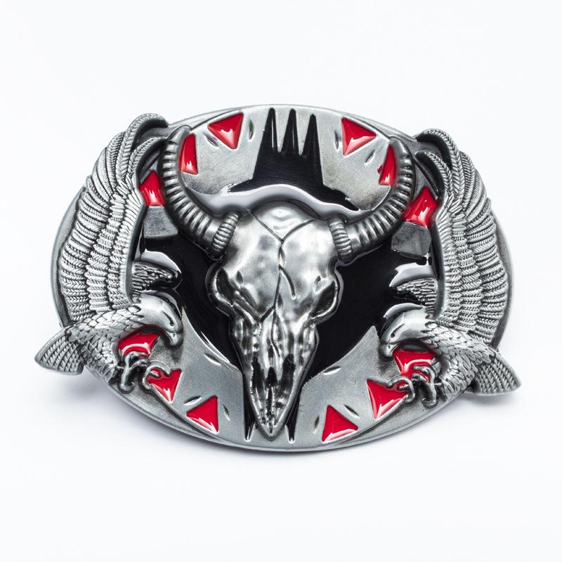 Double Eagle Tribal Bull Skull Belt Buckle - Retro & Stylish 4.0