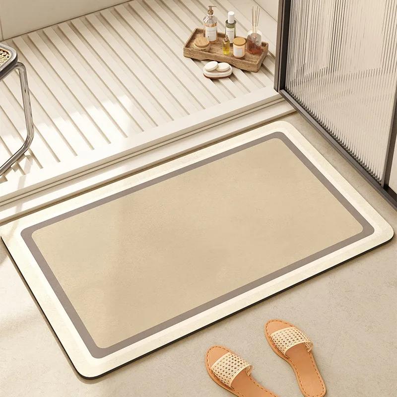 Non-slip Bathroom Carpet Strong Absorbent Beige Stripes Floor Mat Home Decor Toilet Entrance Rug Alfombra De Baño