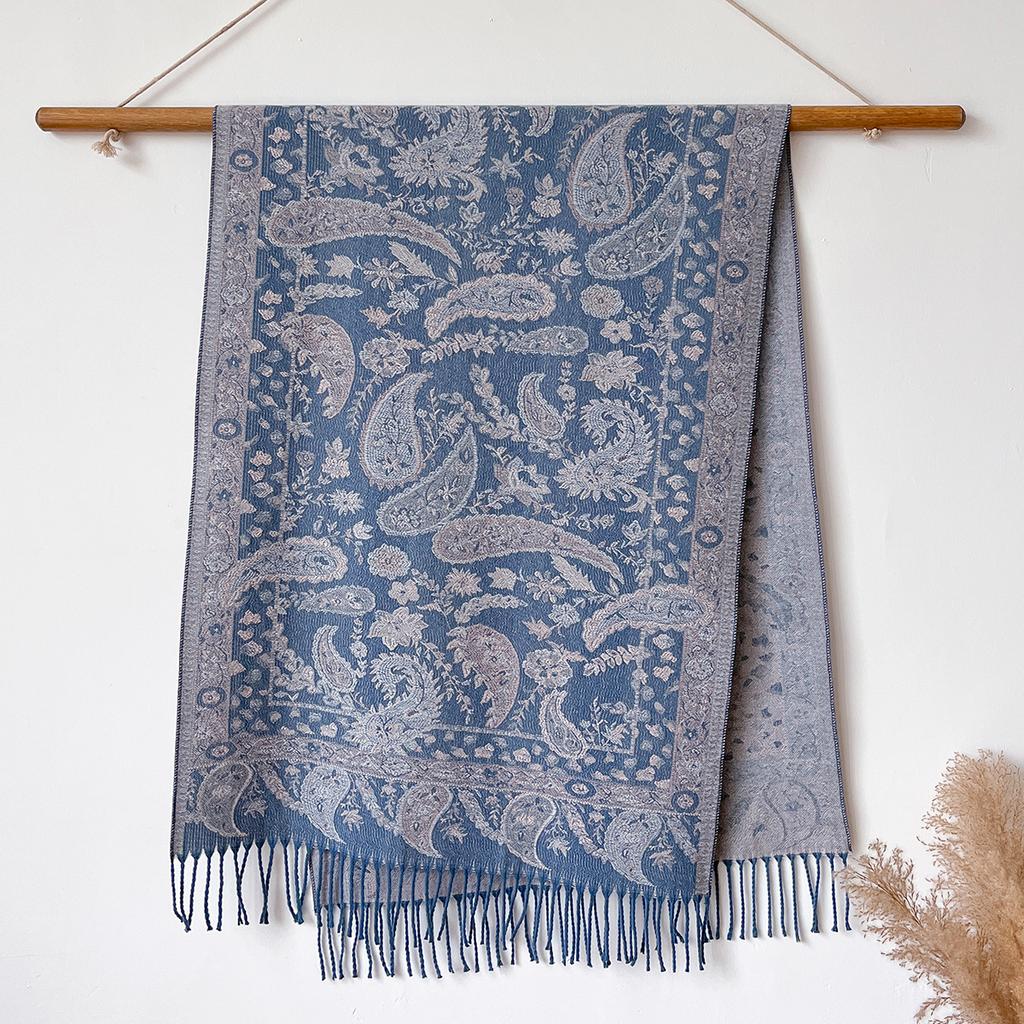 Women Autumn and Winter Popular Imitation Cashmere Scarves Ethnic Style Shawl Cloak Thickened Warm Coldproof Tassel Female Scarf