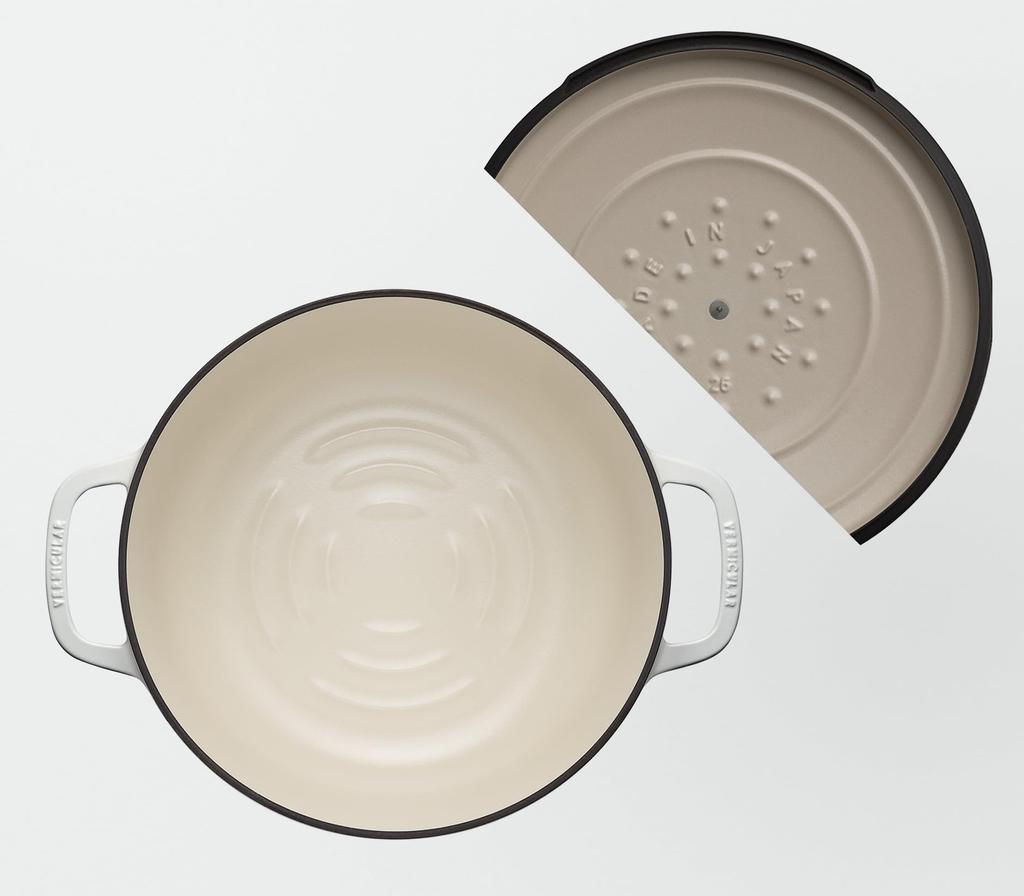 Vermicular Cast Enamel Pot 26cm Sea Salt White Waterless Cooking Waterless Bake Dedicated Recipe Book Included Oven Pot 2 Self Standing Lid [Shallow