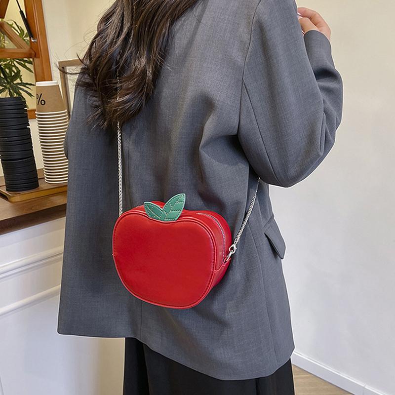 Yogodlns Girl Crossbody Bag Cute Apple PU Personality Women Shoulder Bag Simple Small Satchel Cartoon Shaped Coin Purse