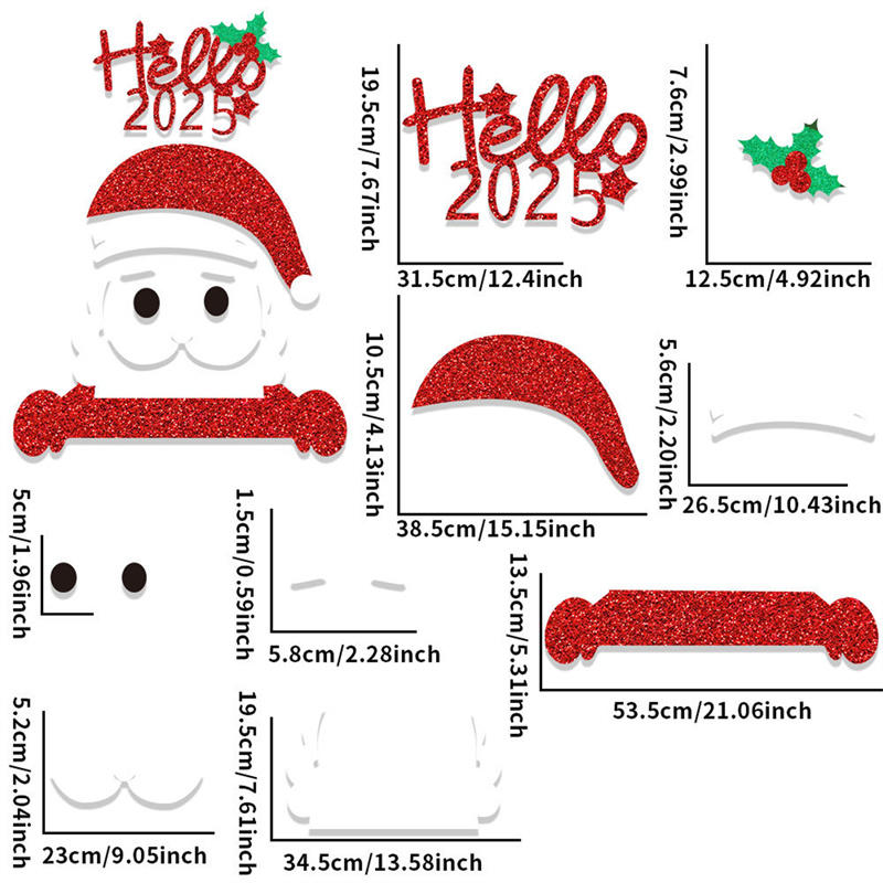 

Christmas Door And Window Art Stickers Winter Elements Cartoon Wall Decals Home Bedroom Door Decoration Santa Red Scarf