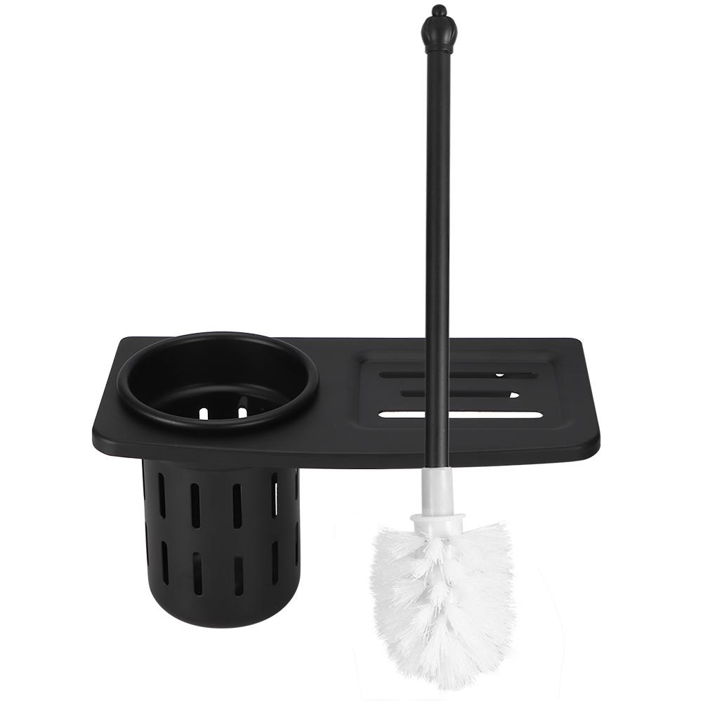 Wall‑Mounted Toilet Brush Holders Home Bathroom Toilet Bowl Cleaning Brush Holders Set(7243B Black )