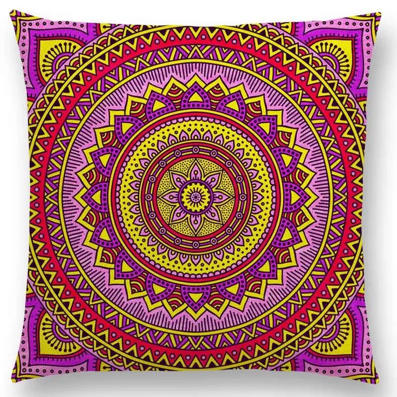 Hippie Mandala Boho Rainbow Floral Pattern Decor Throw Pillow Case Sun Moon Flowers Dream Fantasy Gorgeous Cushion Cover Sofa